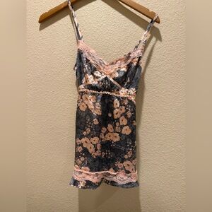 VTG Y2K Marciano Guess Floral Silk Babydoll Camisole Lace Top